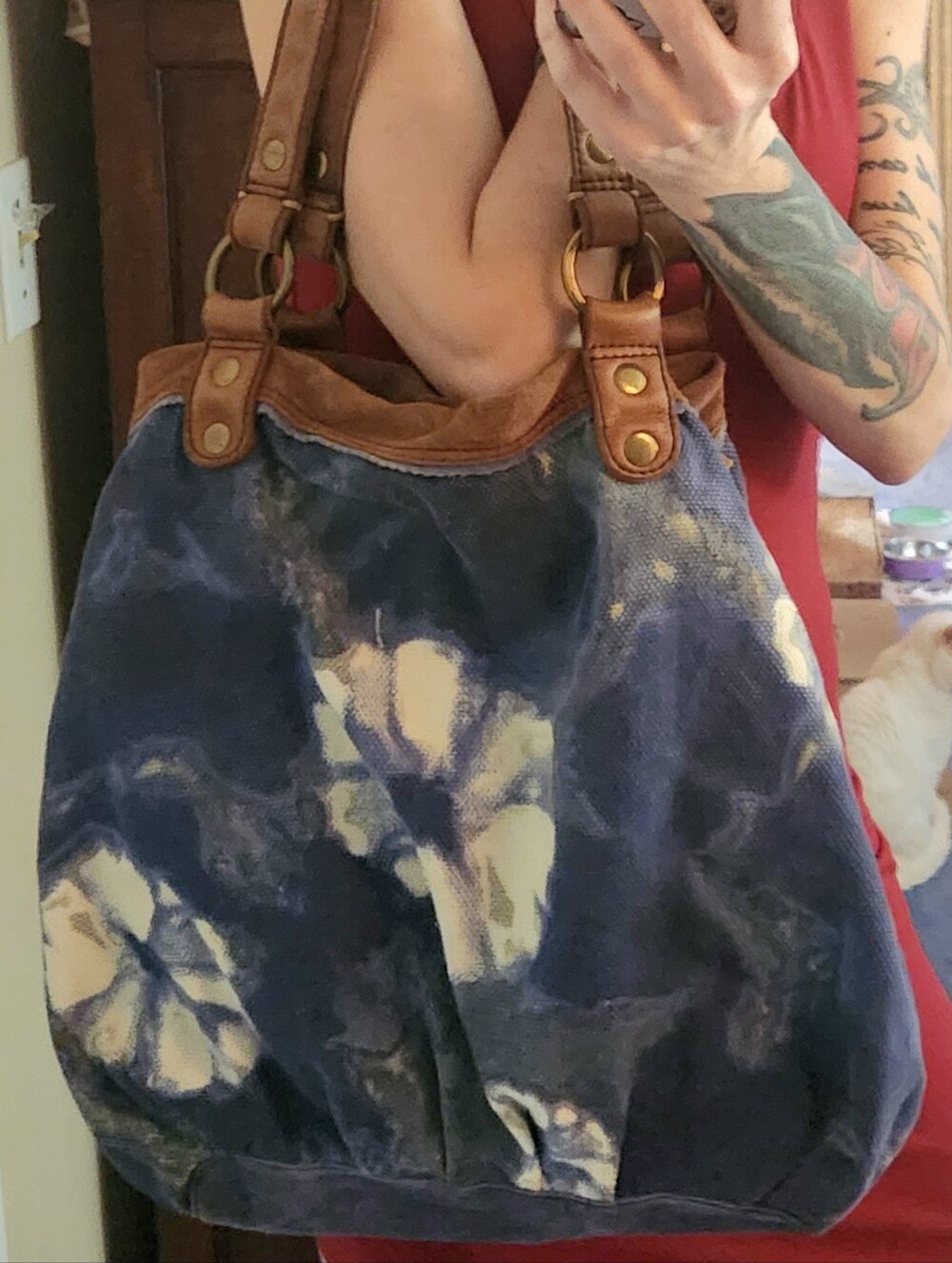 Lucky brand bag blue canvas leather